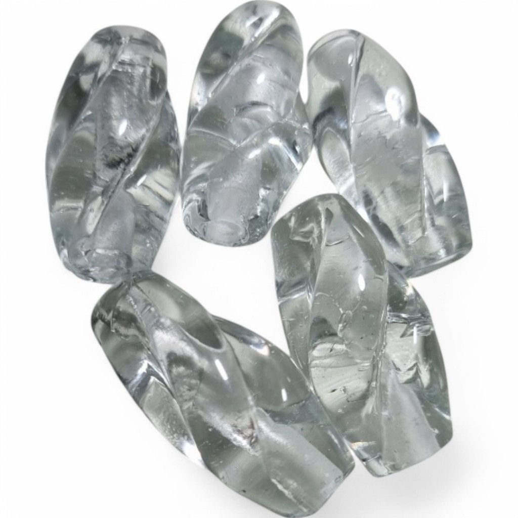 Kit C/ 3 ou 7 Unidades Firma De Murano Azeitona Torcida Cristal