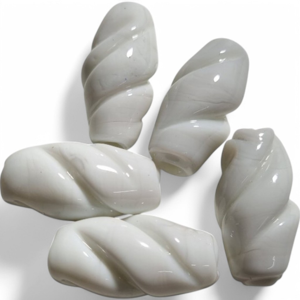 Kit C/ 3 ou 7  Unidades Firma De Murano Azeitona Torcida Branco