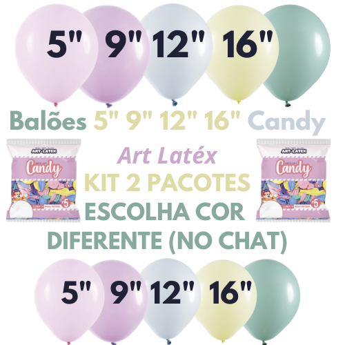 Kit 2 Pacotes Balão Bexiga para Festa Candy Color 5", 9" , 12" e 16"  - Art Latex - Cores Pastéis em Oferta na Shopee