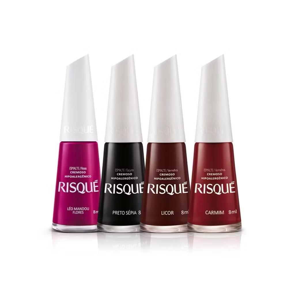 RISQUÉ -  Kit 4 esmaltes Licor, Preto, Leo Mandou Flores, Carmim