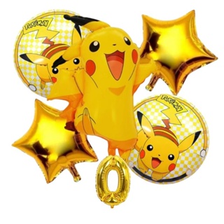 Kit c/5/6 balões  pokemon mede 50 cm redondo,estrela mede 45 cm ,número 40 cm em Oferta na Shopee