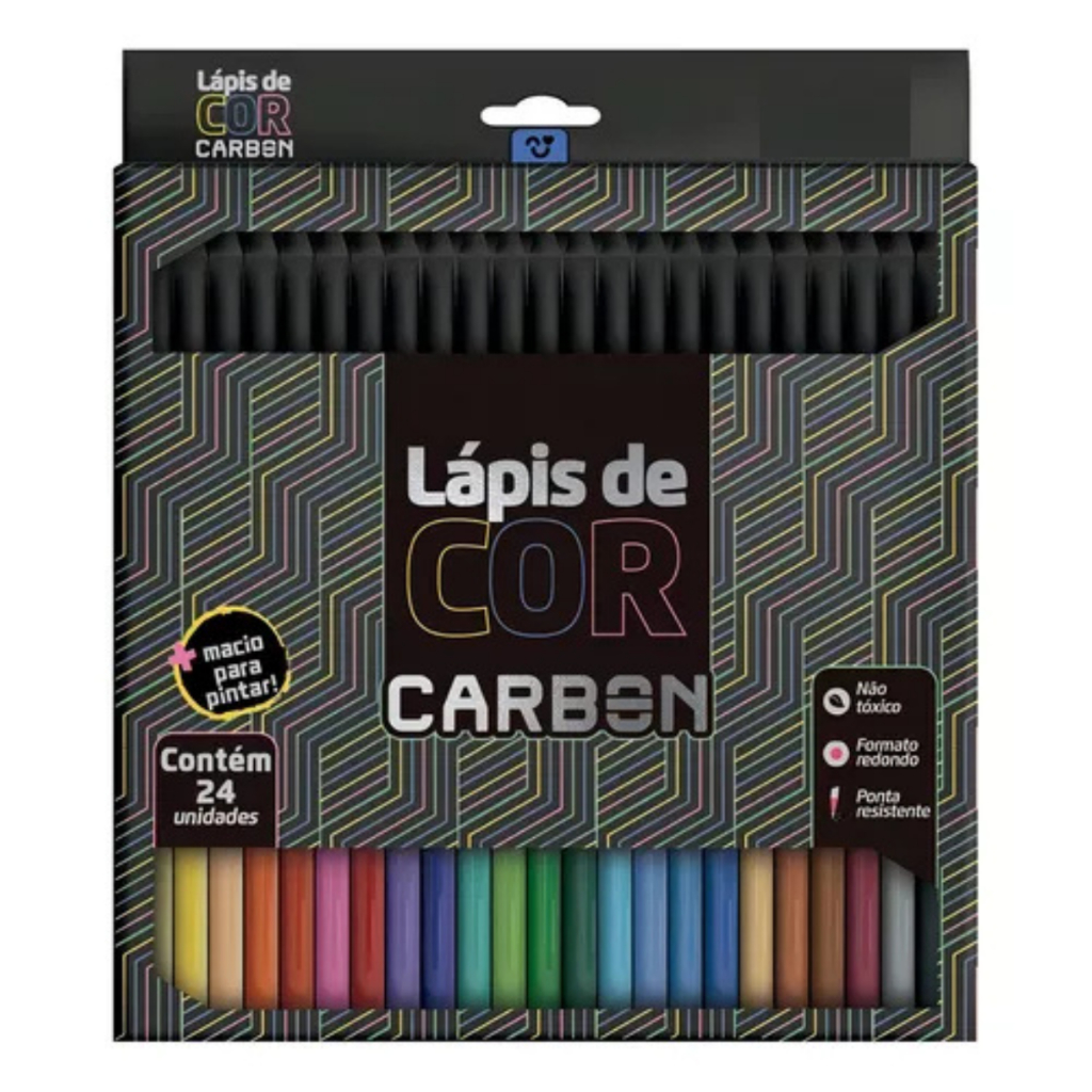 Lapis De Cor 24 Cores Carbon Soft Macio Leonora Volta as aulas