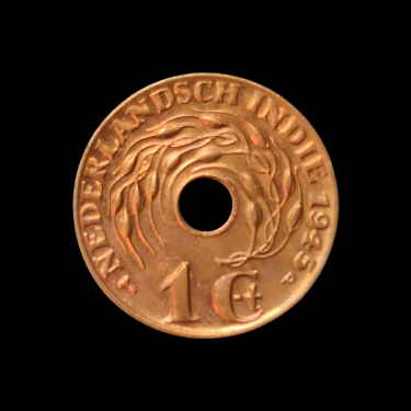 Índias Orientais Holandesas 1 cent 1945 Bronze - País Extinto - 2° Guerra Mundial