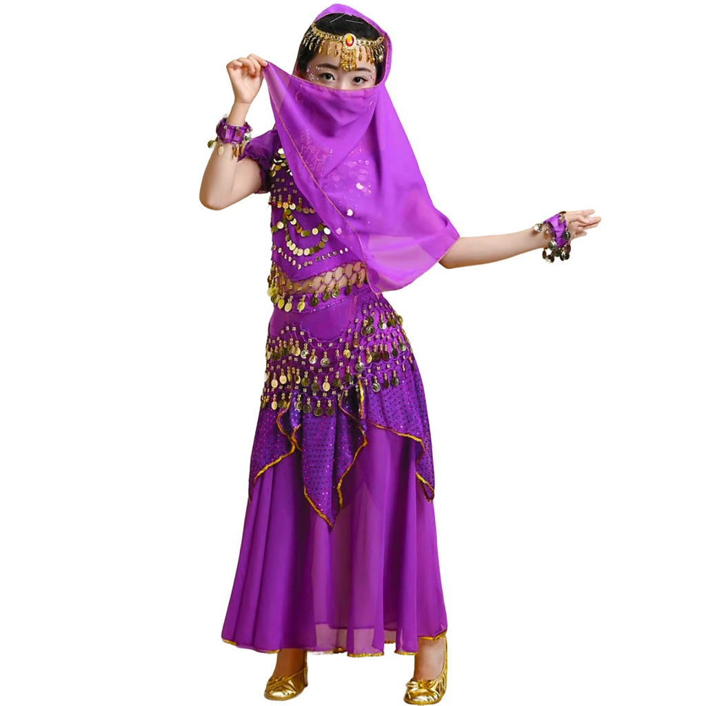 Roupa de Dança do Ventre Odalisca Lilás Completa 7 peças