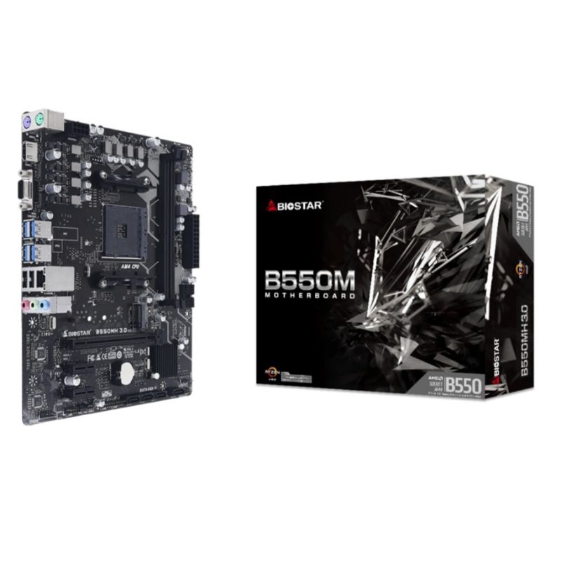 Kit placa mãe Biostar B500M AMD+Processador RYZEN 5 4500+Memória Ram16GB 2x8GBb Asgard RGB