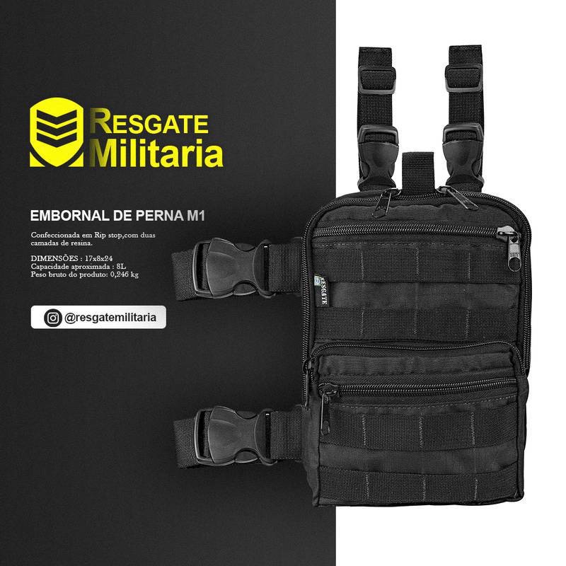 Pochete Embornal De Perna M1 C/ Coldre Para Pistola Preto Coyote Verde
