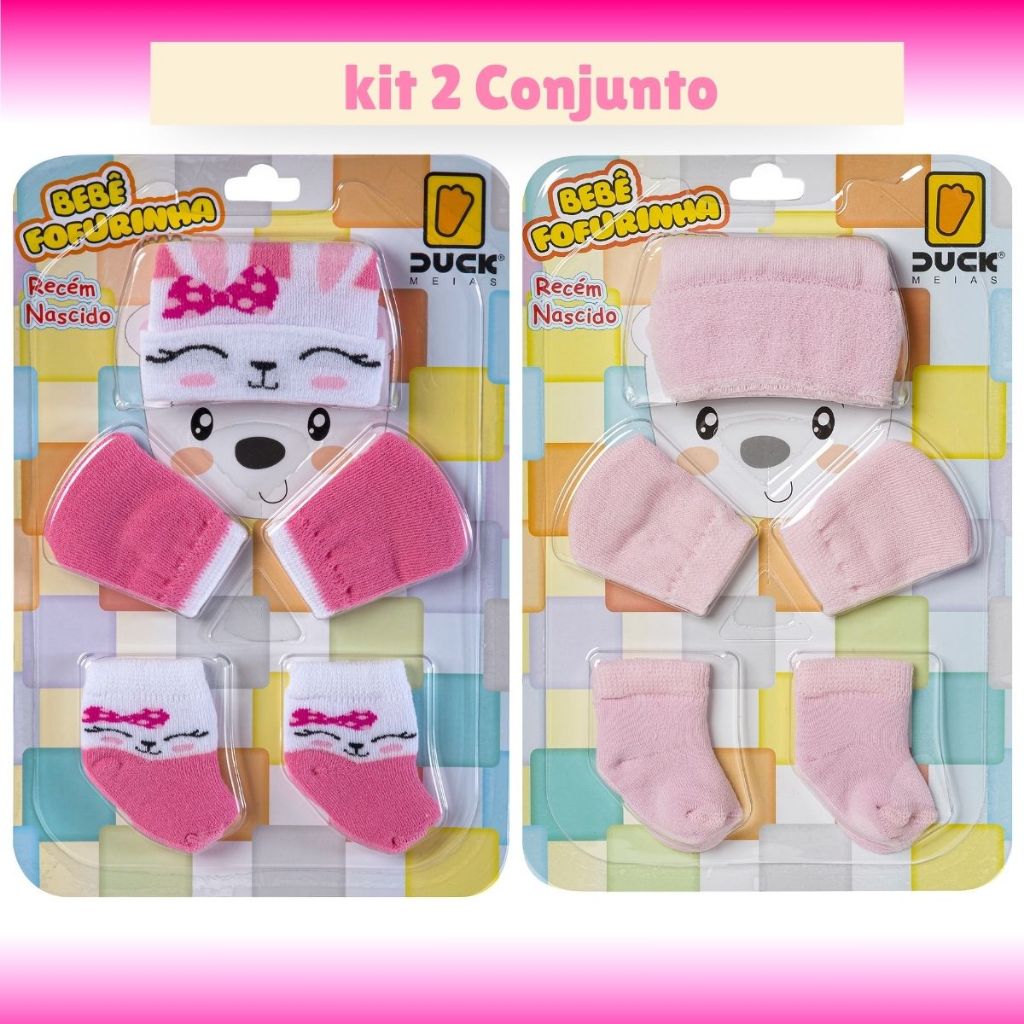 Kit 2 Conjunto Bebe Touca Meia Luva Recém Nascido Menina Algodão Confortável Promoção em Oferta na Shopee