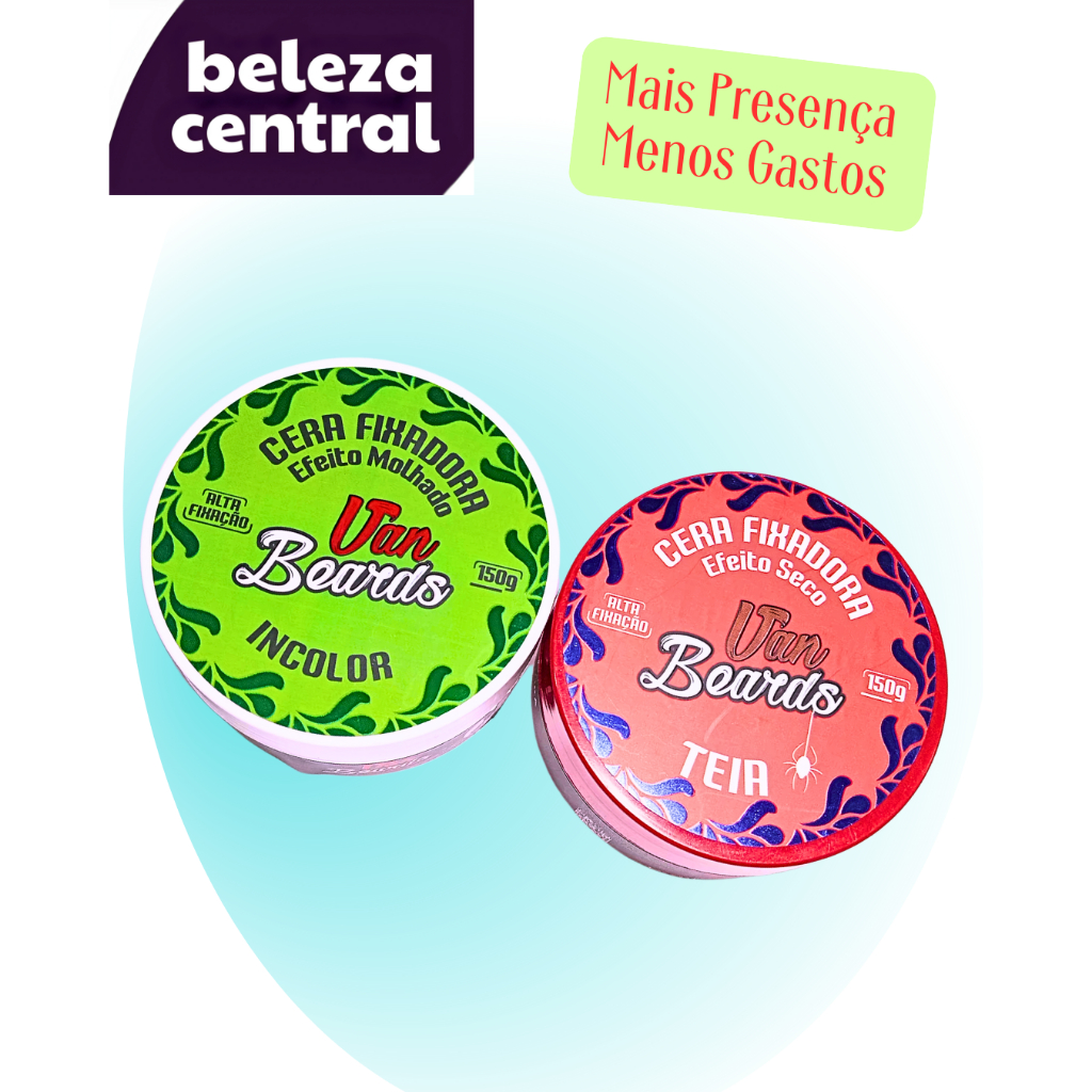 Pomada para Cabelo Van Beards – Kit 2 Modeladoras - Incolor/Efeito Molhado  + Teia/Efeito Seco - 150g