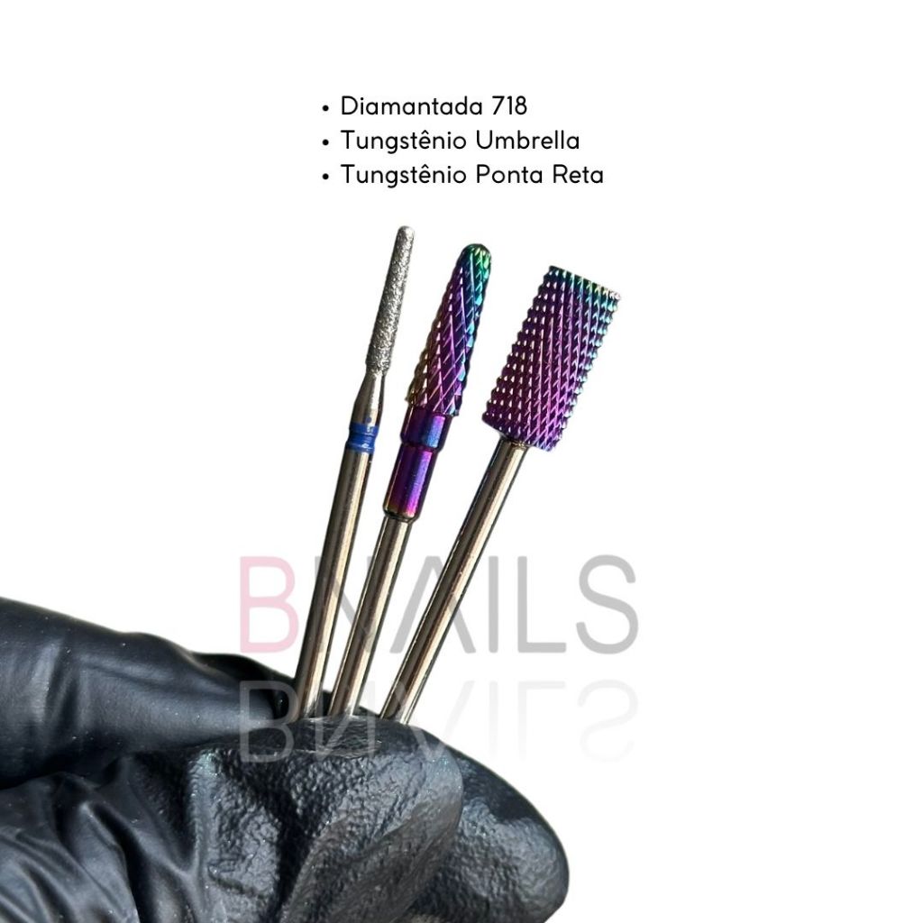 Kit 3 brocas Para Unhas Nail Designer Tungstênio Diamantada em Oferta na Shopee