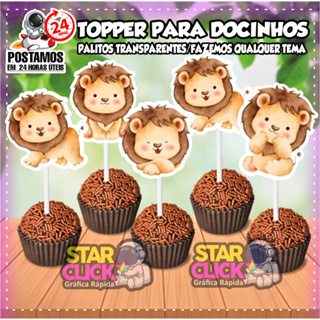 Tags Toppers P/ Docinho Leão Leãozinho aquarela Rei festa, brigadeiro beijinho em Oferta na Shopee