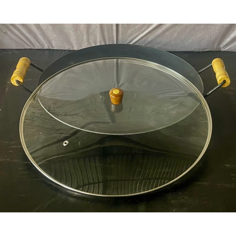 Disco de Arado Grande 52 cm de  Alça a Alça Chapa de Aço Tampa de Vidro Frigideira Bifeira em Oferta na Shopee