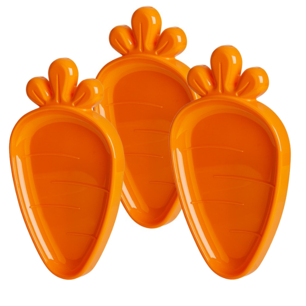 Kit 3 Bandejas Cenoura Acrílica Cristal ou Laranja 28cm Decoração de Páscoa - Festplastik