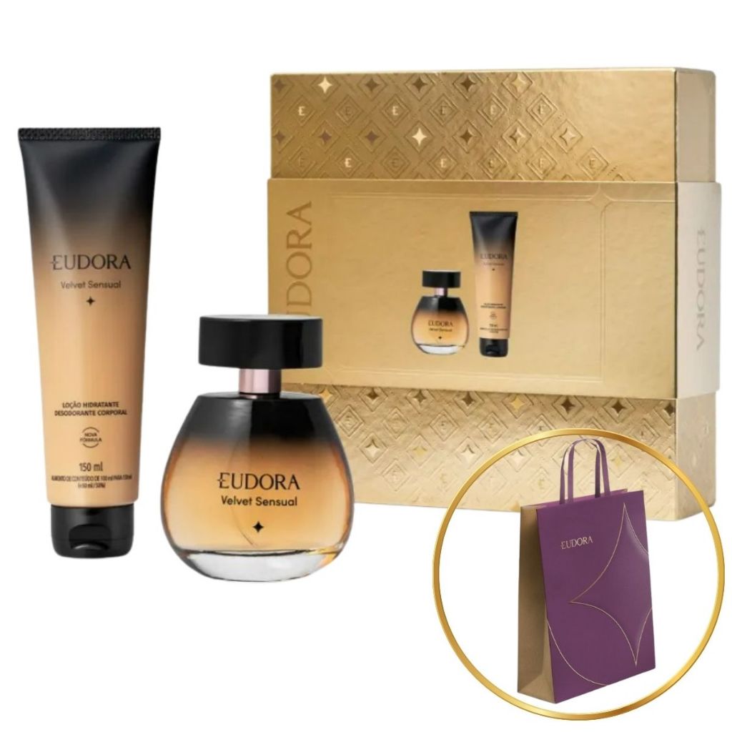 Estojo Presente Eudora Velvet Sensual: Desodorante Colônia 100ml + Loção Corporal 150ml em Oferta na Shopee