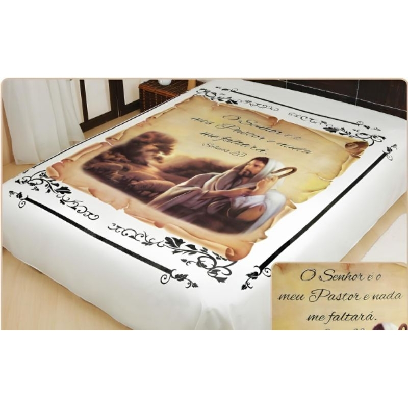 Colcha Cobreleito Roupa de Cama Jesus Evangelica Cristão