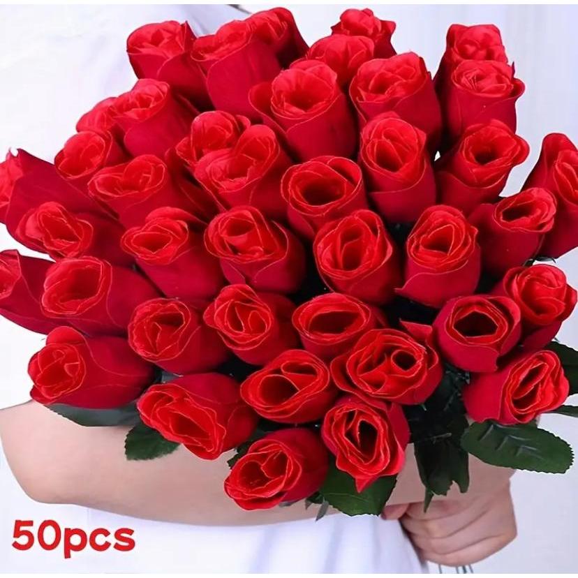 Kit 50 Botão de Rosa Vermelha Artificial- Dia das Mães Lembrança Presente Decoração DIY em Oferta na Shopee