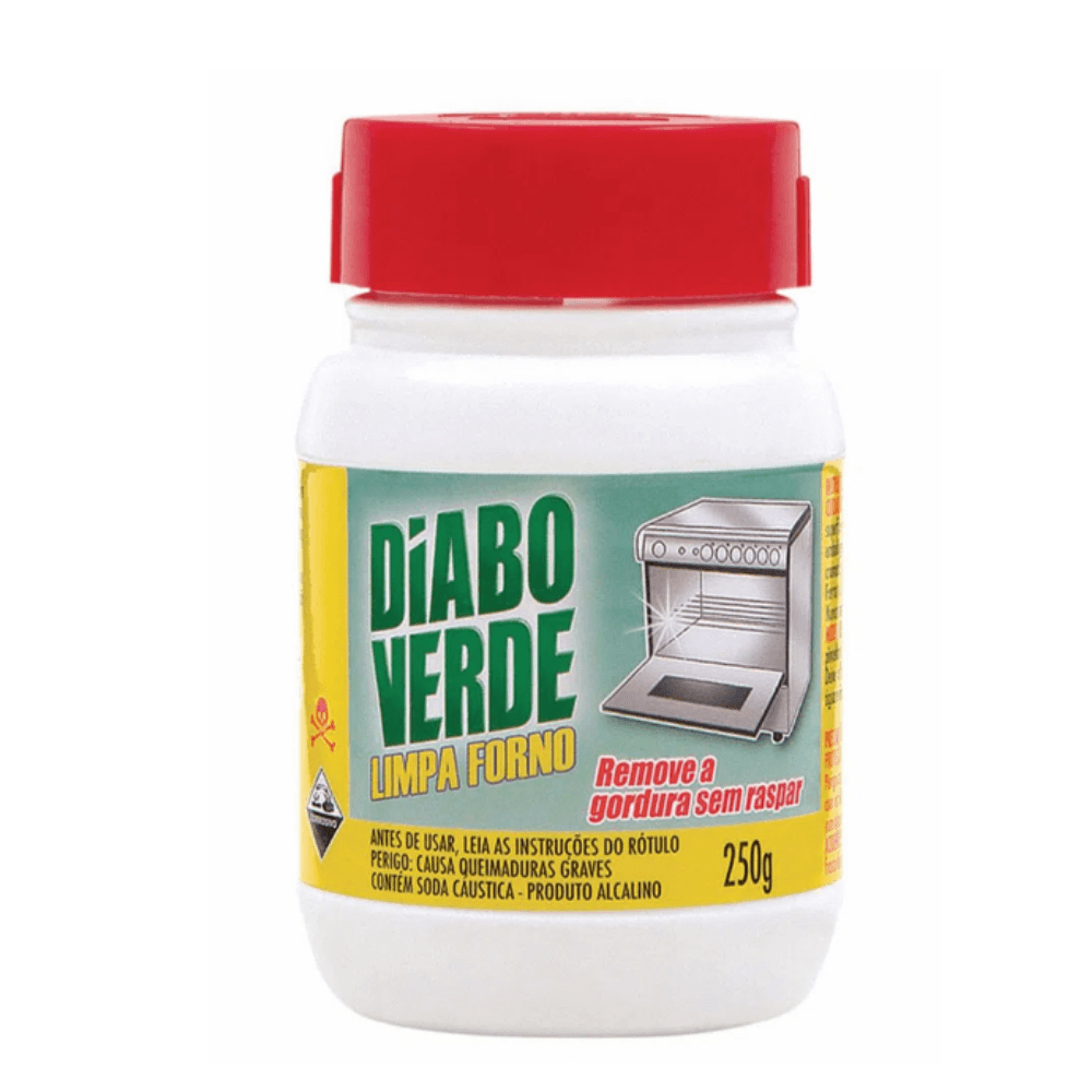 Limpa Forno Diabo Verde 250grs Alto Poder de Remoção Desincrustante Alcalino Limpeza Poten...