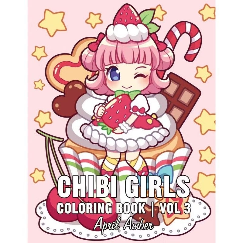 Kit 30 Desenhos para Colorir: Folhas Soltas com Ilustrações do Livro Anime Chibi Girls Coloring Book Vol 3