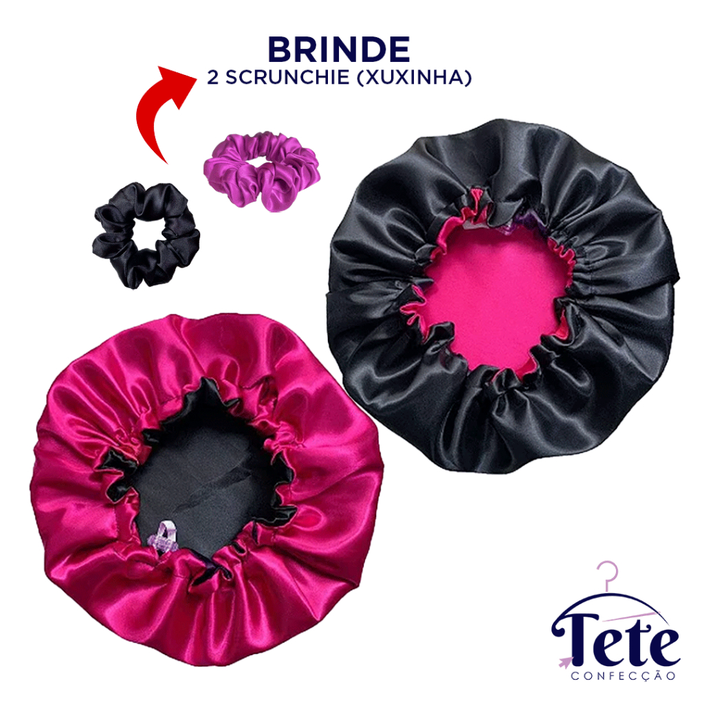 2 Touca Toca de Cetim Luxo Dupla Face Cabelo Dormir Antifrizz + 2 Xuxinha em Oferta na Shopee