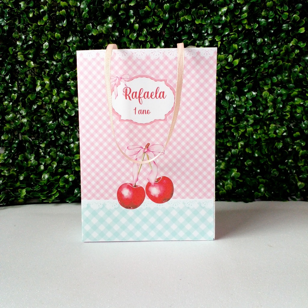 Sacolinha Personalizada CEREJA | Lembrancinha de FESTA INFANTIL | ANIVERSÁRIO | FESTA CEREJINHA