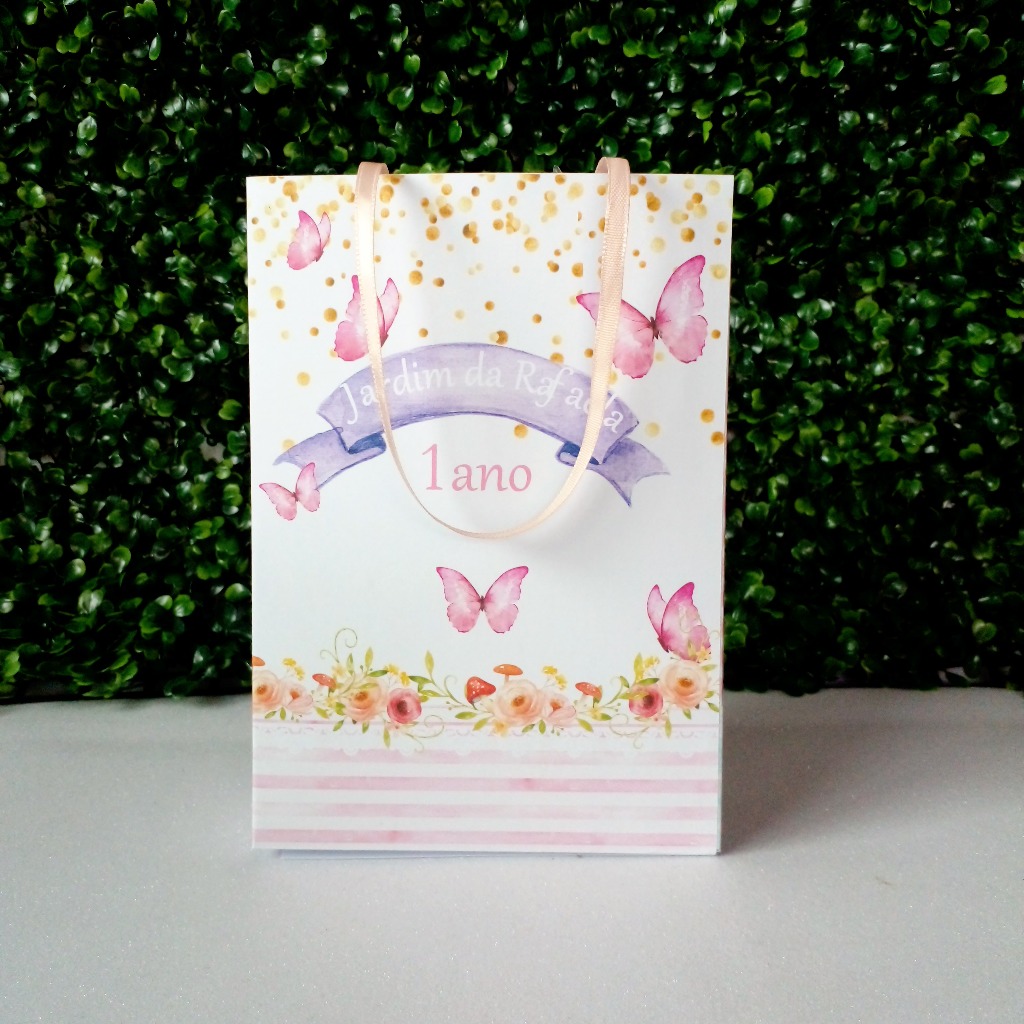 Sacolinha Personalizada Jardim Encantado das Borboletas | Lembrancinha de FESTA INFANTIL | SACOLINHA SURPRESA JARDIM