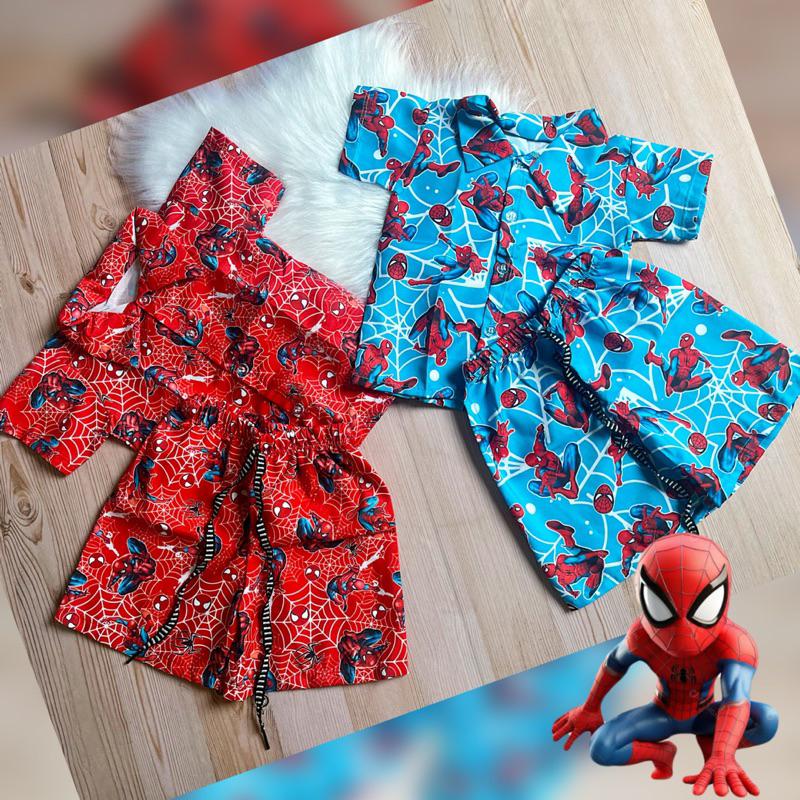 CONJUNTO MAURICINHO TEMÁTICO HOMEM ARANHA VERMELHO E AZUL em Oferta na Shopee