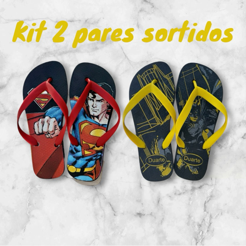 Kit 2 Pares de Chinelo Juvenil Masculino Sortidos – Conforto e Estilo!K2JM em Oferta na Shopee