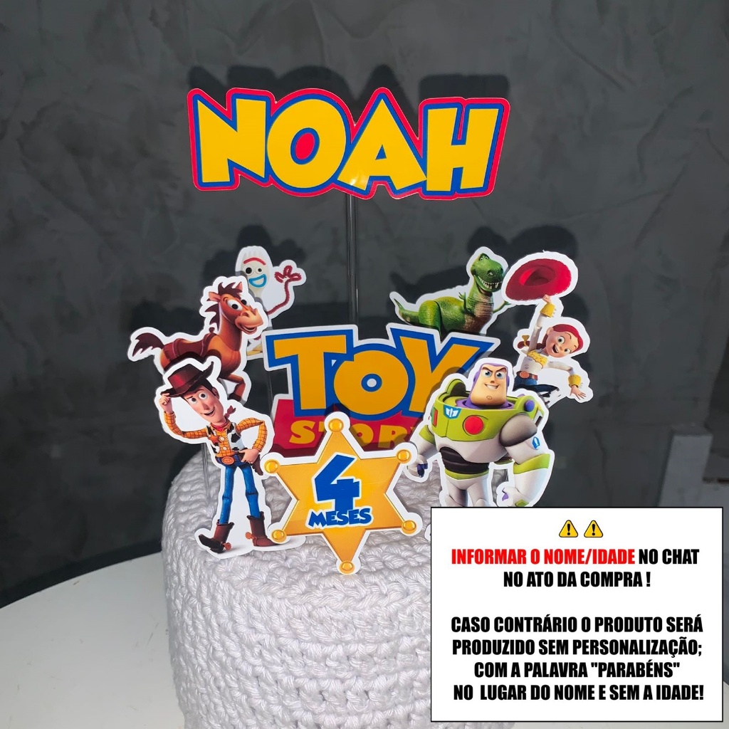 Topo de Bolo - Topper de Bolo Personalizado Aniversário Toy Story em Oferta na Shopee
