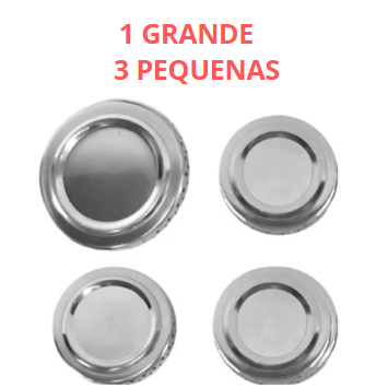 4 Tampas espalhadores de alumínio para Boca de Fogão Atlas Mônaco, 3pequenas/ 1 Grande em Oferta na Shopee