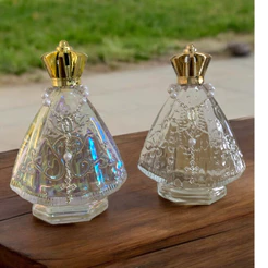 Porta Água Benta Nossa Senhora Aparecida Vidro com Mini Terço