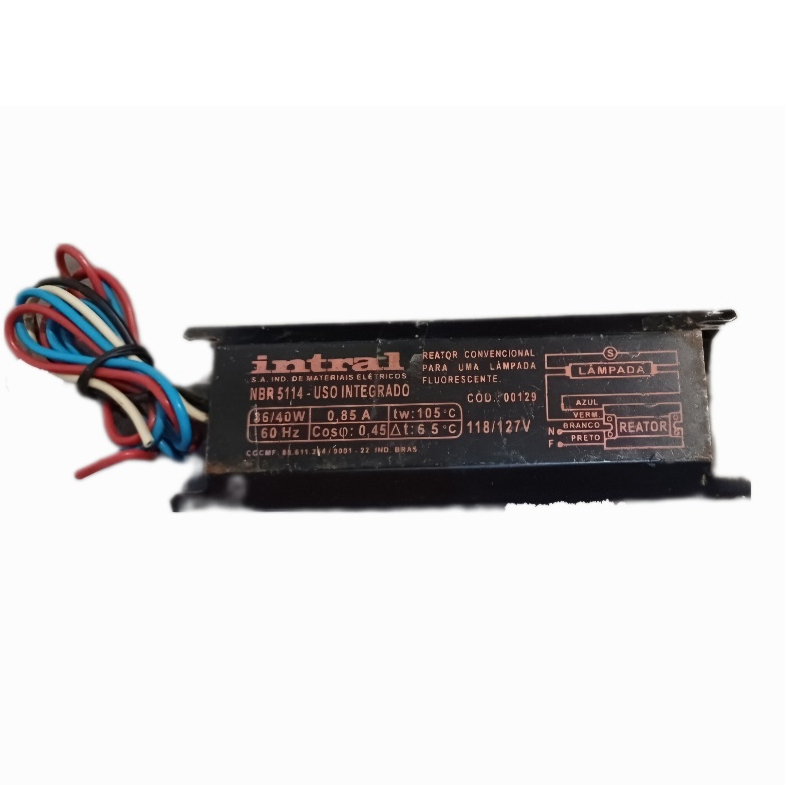 Reator Fluorescente Eletrônico 1 Lâmpada INTRAL 127V 36W/46W