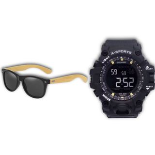 Kit Masculino Relógio Digital Original + Óculos Madeira Para Presentear Pai Namorado Black Friday em Oferta na Shopee