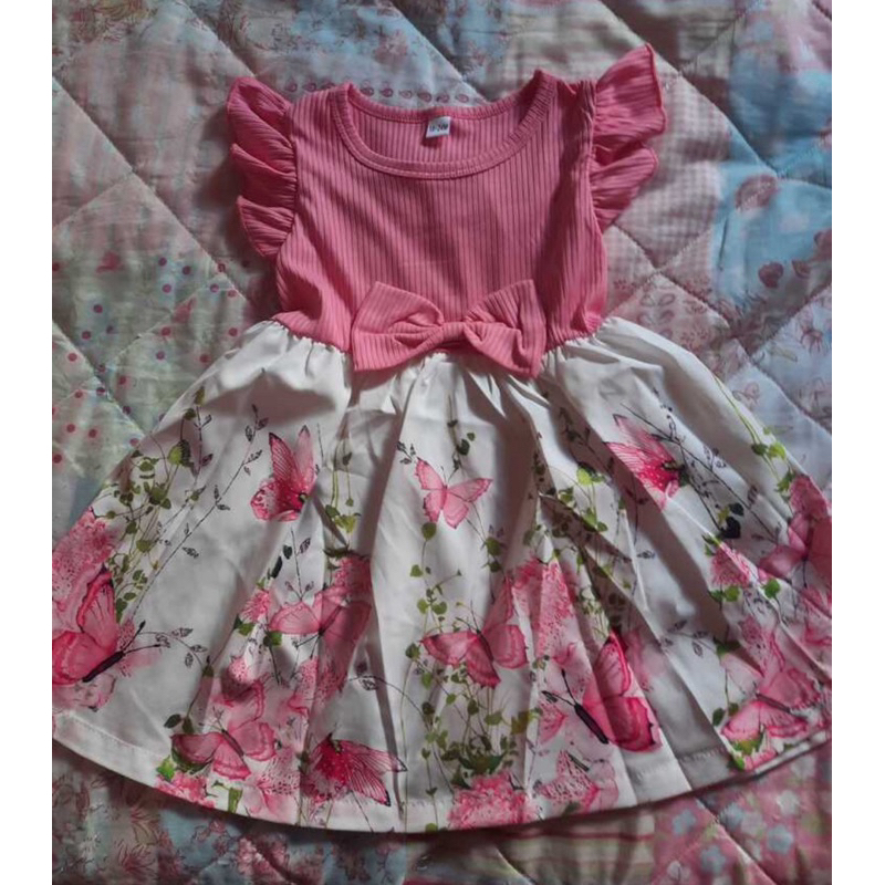 Vestido ifnantil bebê rosa pink estampa borboletas
