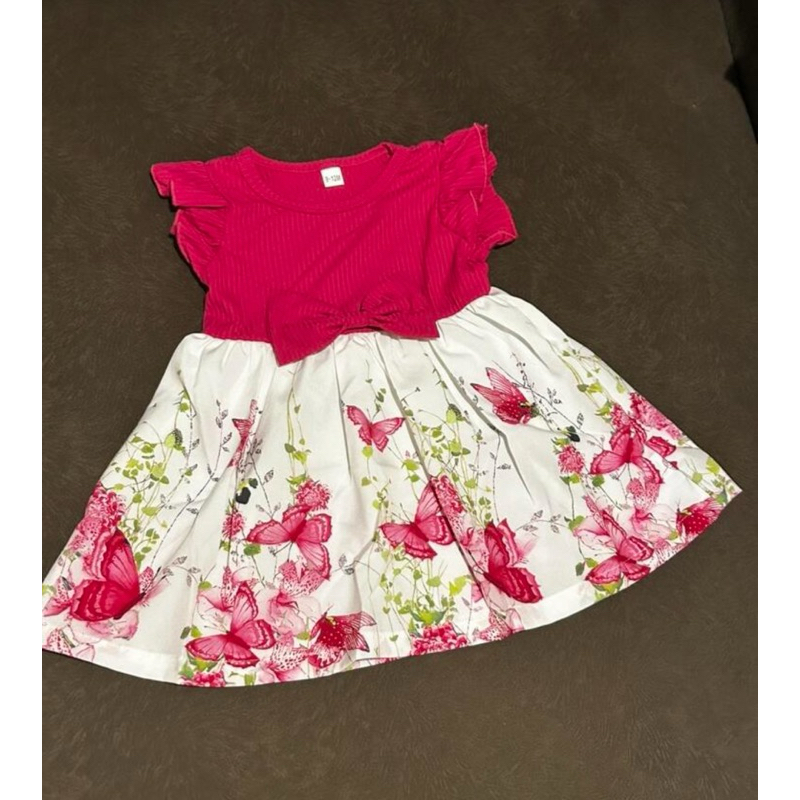 Vestido ifnantil bebê rosa pink estampa borboletas