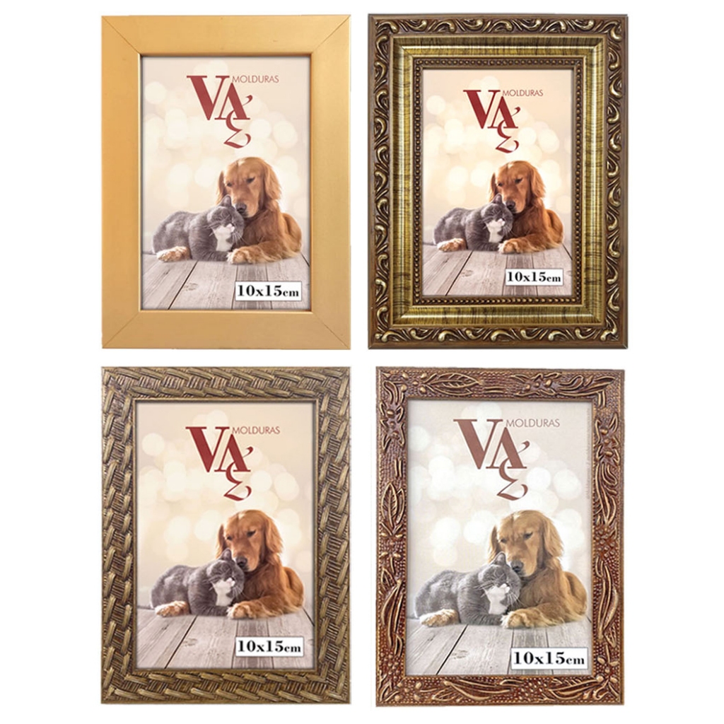 Porta Retrato Moldura Dourado 10x15  Vidro em Oferta na Shopee