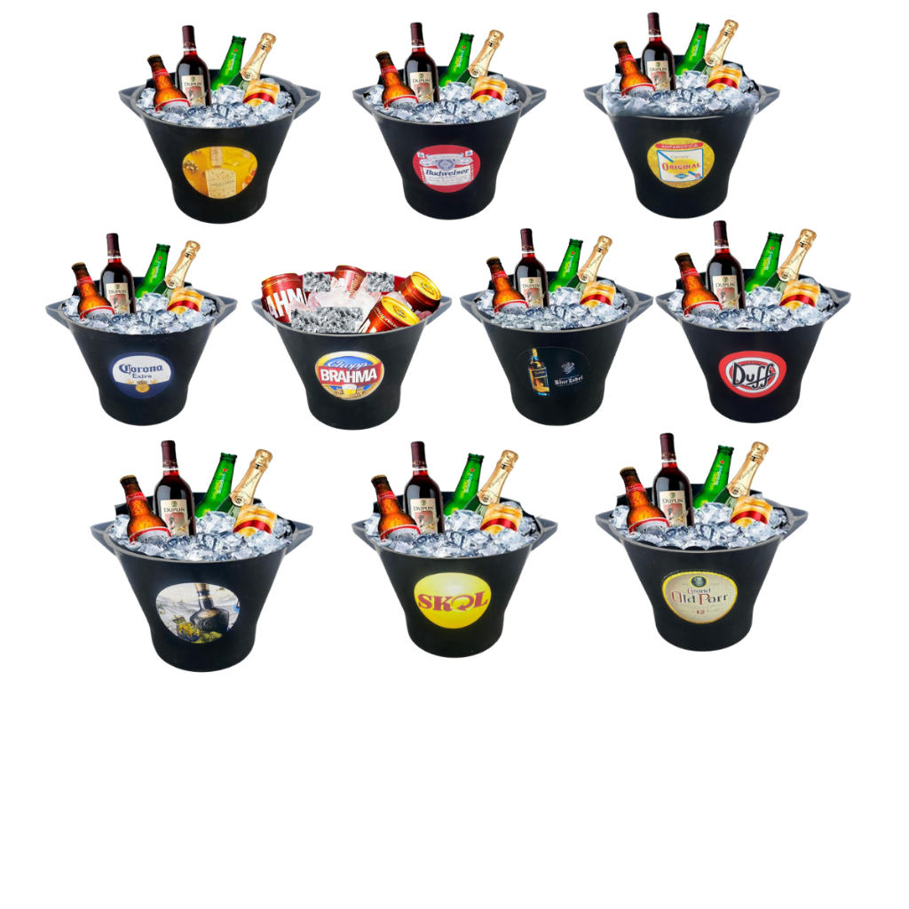 Kit C/10 Balde de Cerveja Long Neck Latinhas Combos 8L