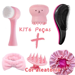 Kit Skin Care completo Limpeza de Pele - Massageador capilar Escovinha Facial Escova Polvo SkinCare