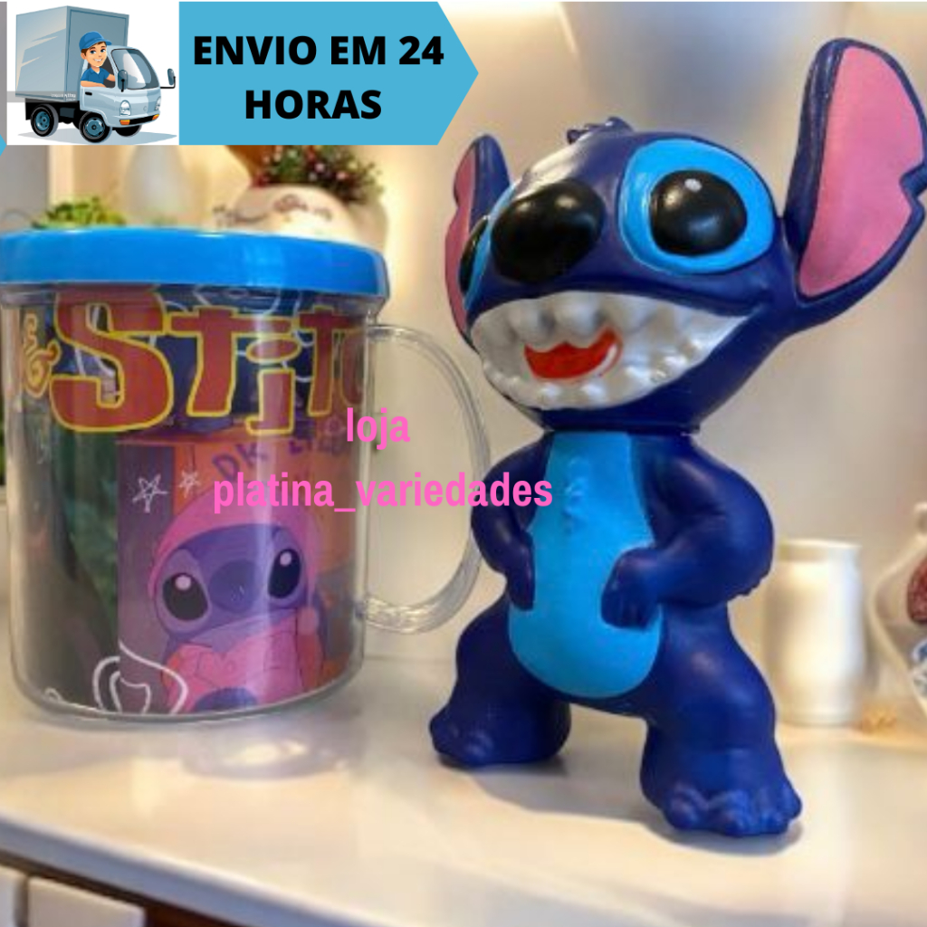 Kit Conjunto Boneco Colecionável Lilo Stitch Articulado 14cm + Caneca Personalizada 350ml em Oferta na Shopee