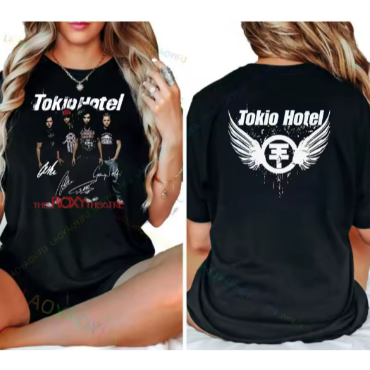 Camiseta Camisa Blusa Algodão Unissex Banda de rock alemã masculina Tokyo Hotel Tour