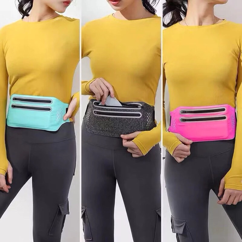 Bolsa pochete zíper duplo, impermeável,  caminhadas, bolsa, porta celular para esportes ao ar livre