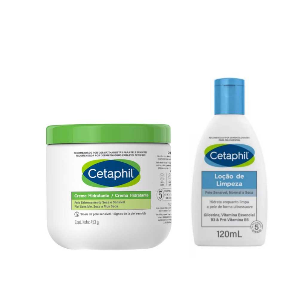 Kit Cetaphil Creme Hidratante Corporal 453g + Loção de Limpeza Facial 120ml