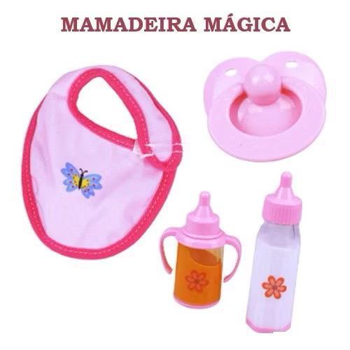 Kit para Boneca 04 Peças 02 Mamadeira Mágica + Babador + Chupeta - Ark Toys