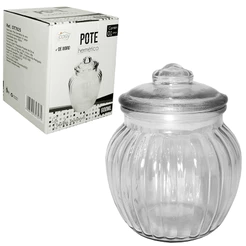 Pote De Vidro Redondo Com Tampa Hermética 600ml