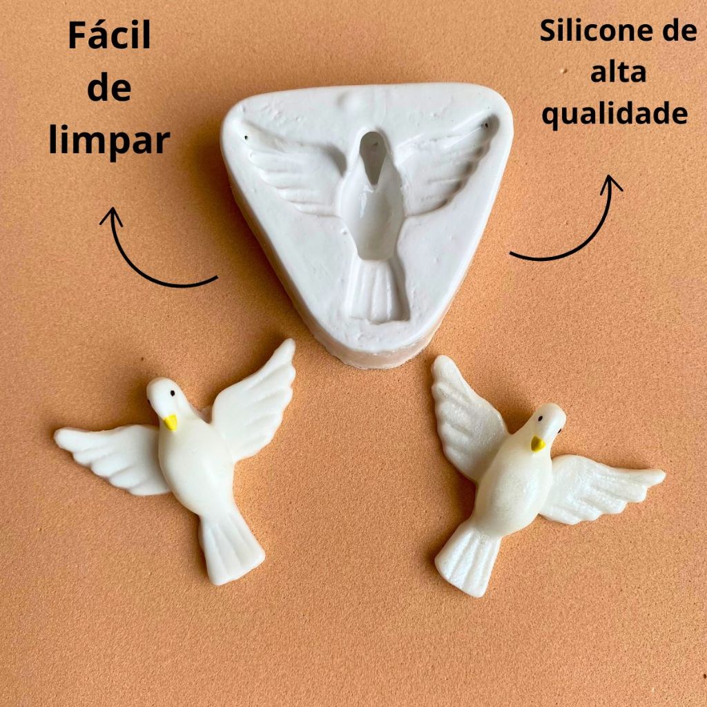 Molde de silicone Divino Espírito Santo Pomba confeitaria, resina, biscuit, artesanato, saboaria