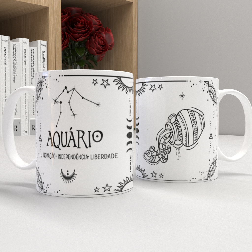 Imagem Caneca de porcelana personalizada - zodíaco - Signo Aquário