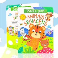 Toque E Sinta Animais Selvagens Livro Infantil Bebê Sensorial Texturas