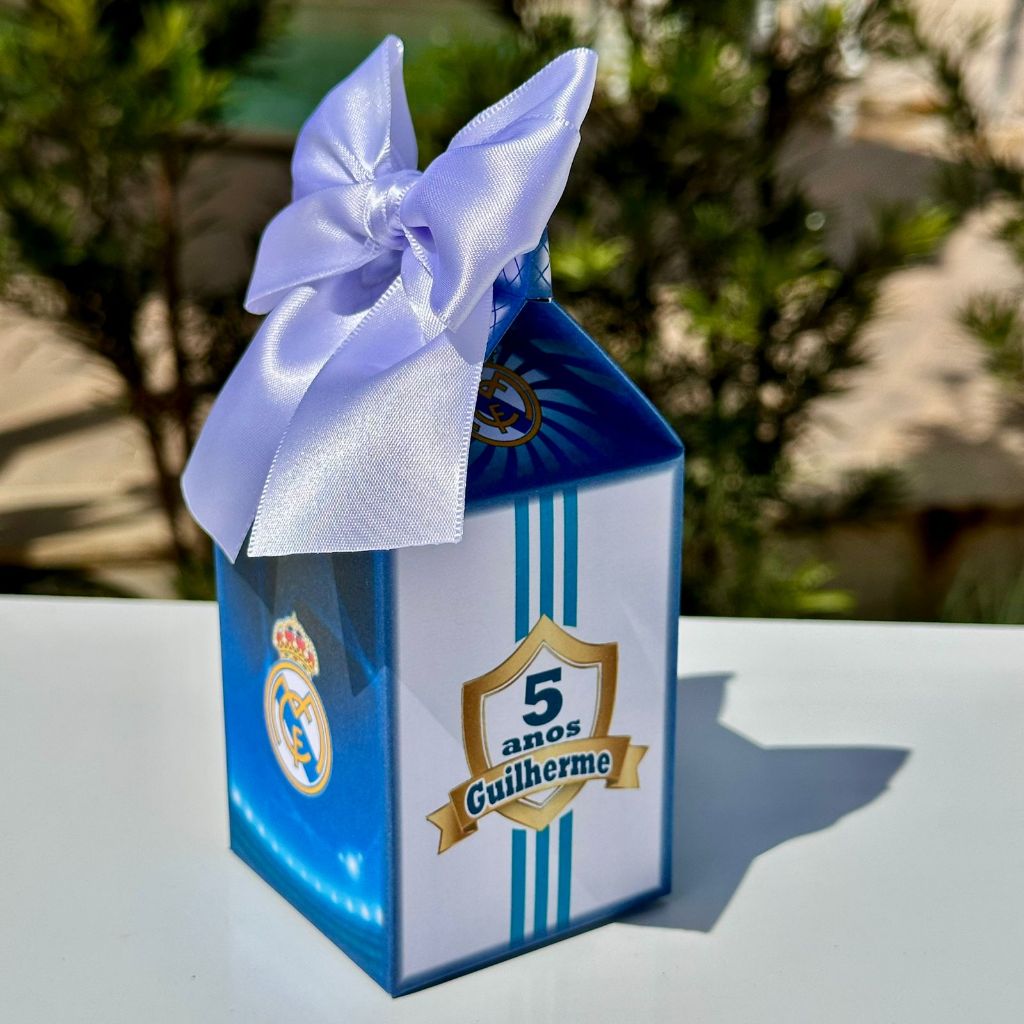 Caixa Milk Personalizada REAL MADRID Caixinhas REAL Lembrancinha para festa do REAL MADRID