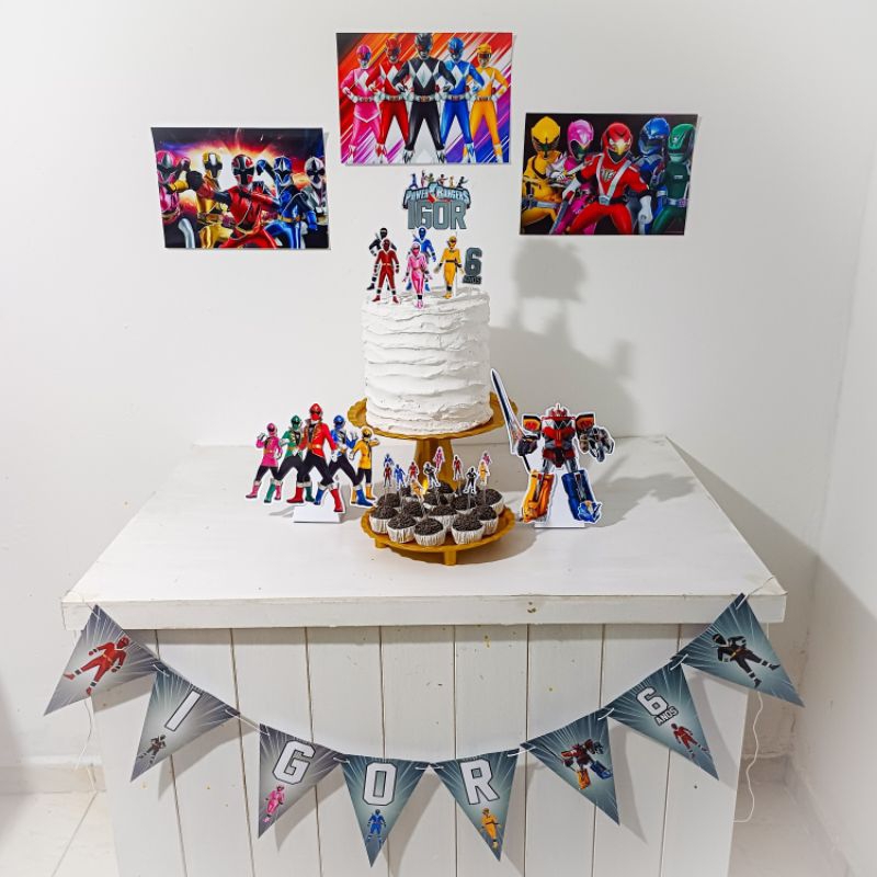 Kit Festa Power Rangers Personalizado Só Um Bolinho Festa em Casa Aniversário Infantil adulto Mesversário  lembrancinha
