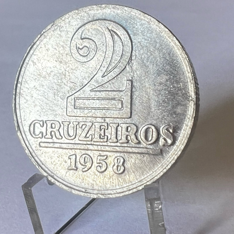 2 Cruzeiros 1958 Moeda de Alumínio Brasão da República