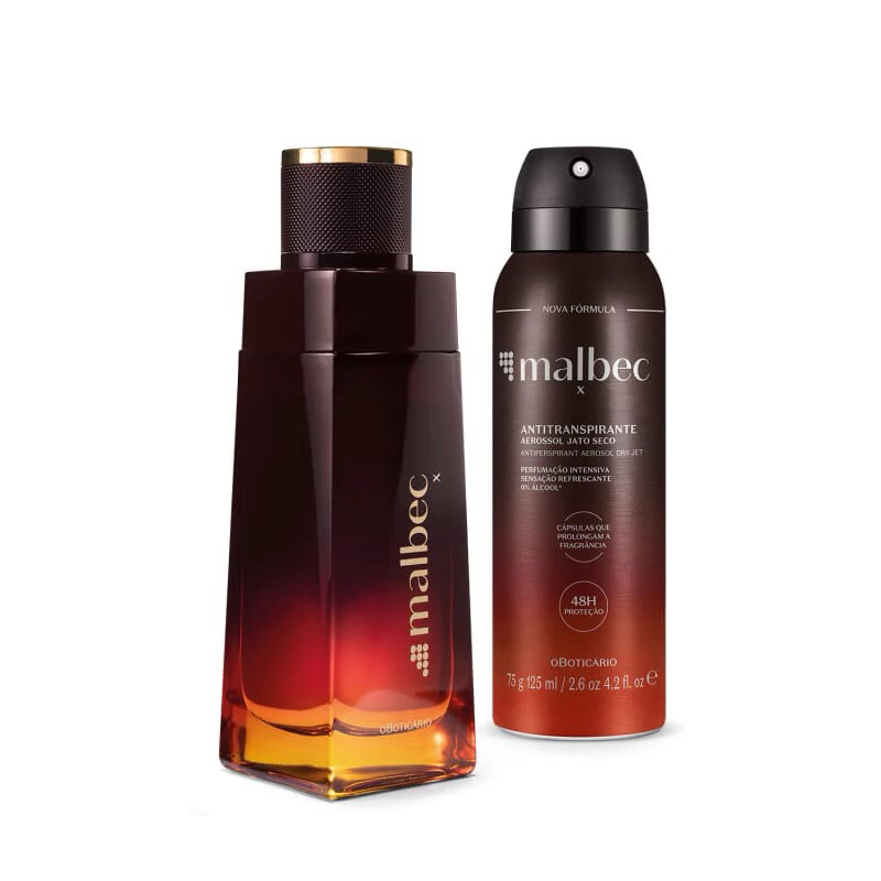 kit Malbec X: Desodorante Colônia 100ml + Desodorante Antitranspirante 125ml o Boticário Novo ORIGINAL