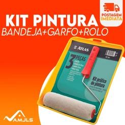Conjunto Prático De Pintura C/ Garfo | Bandeja | Rolo Atlas
